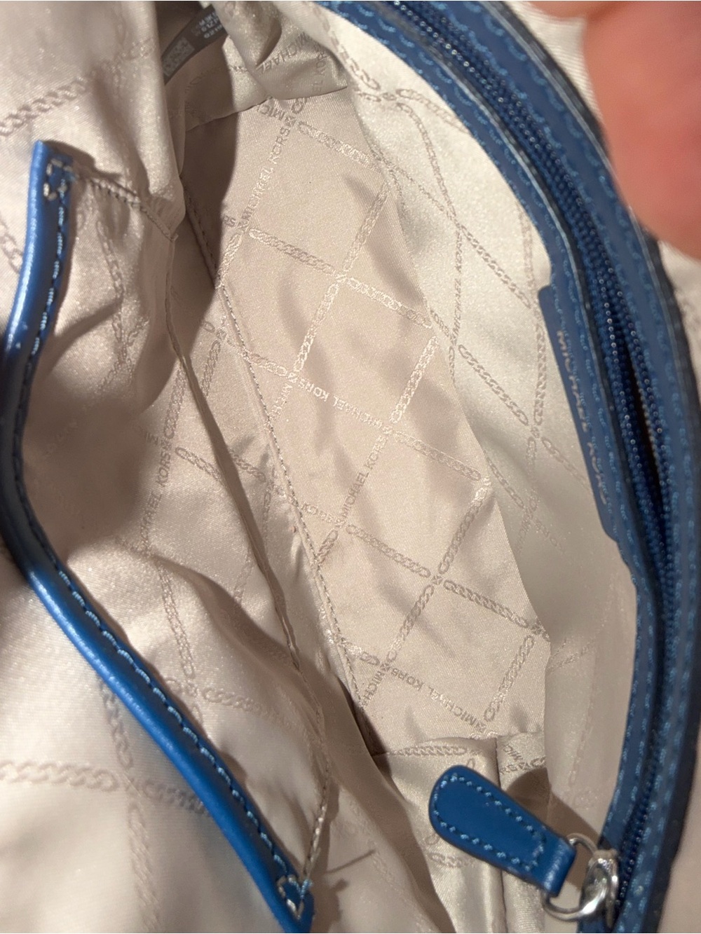 Michael Kors Blue Embossed Logo Jacquard Crossbody Bag with Branded Strap - Picture 10 of 12